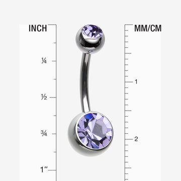 Detail View 1 of Implant Grade Titanium Internally Threaded Basic Belly Button Ring-Tanzanite